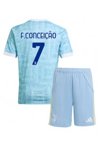 Juventus Francisco Conceicao #7 Jalkapallovaatteet Lasten Vieraspeliasu 2025-26 Lyhythihainen (+ Lyhyet housut)